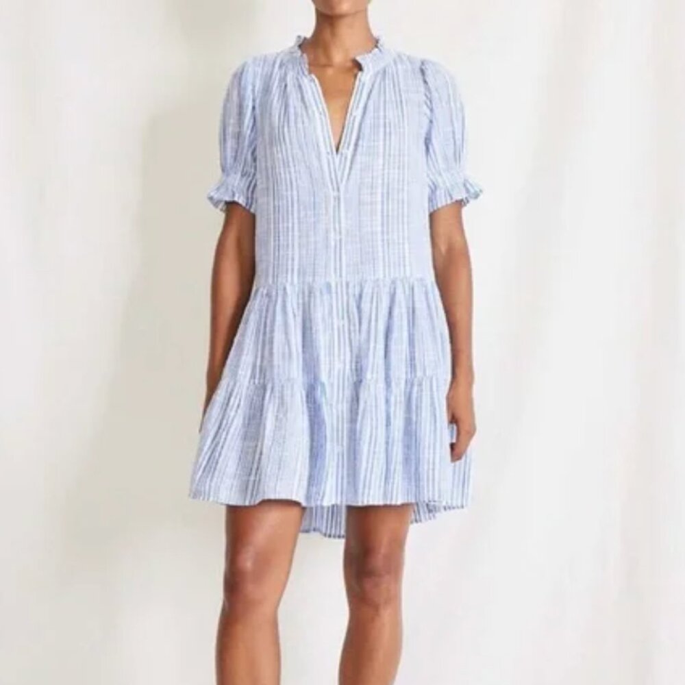 Apiece Apart Las Alturas Tiered Striped Mini Dress Size 2X